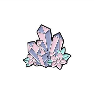 Pastel Crystal Enamel Pin • Kawaii Crystal Cluster Lapel Pin • Aesthetic Accesso